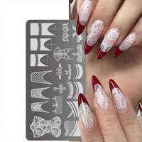 Pochoir de transfert de motifs pour nail art, style dentelle imprimée, lignes ajourées géométriques, XY-LACE01, emballage standard