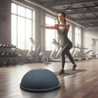 Entrenador de Equilibrio Multifuncional Personalizado, Entrenador de Equilibrio de Media Bola para Ejercicio, Deporte y Relajación, Color Negro