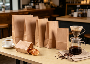 Eco-Friendly Recyclable High-End Multi Size Stand up Kraft Paper Food Bags Made of Thick Virgin Kraft Paper with Folded Bottom - Product Image 2