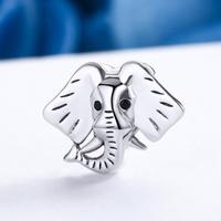 Perles argentées en forme d'éléphant gardien de forêt, pièces, breloque