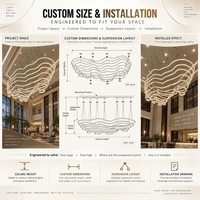 Lustre LED ondulé moderne irrégulier en aluminium et silicone sur mesure pour hall d'hôtel et projets commerciaux