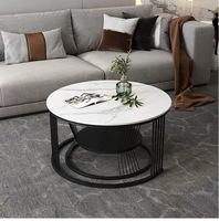 Table basse ronde moderne en marbre et métal de luxe pour salon et hôtel, durable et facile à nettoyer