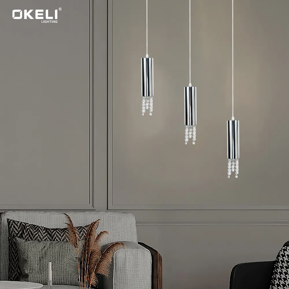 OKELI Nordic Crystal Decorative 7W Home Kitchen Ceiling Mount Led Pendant Light