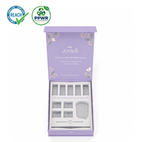Boîte magnétique rigide en carton personnalisée, grande, recyclable, de forme de livre, à motifs floraux violets, pour ensemble de cosmétiques et de soins de la peau