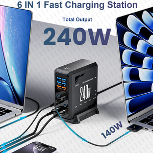 Station de charge rapide GaN 240W 660W 6 en 1 140W PD3.1 USB Type C PD QC3.0 PPS Chargeur de bureau pour MacBook iPhone 17 <span class=keywords><strong>Samsung</strong></span> - Product Image 3