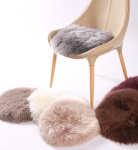 Coussin de <span class=keywords><strong>chaise</strong></span> en peau de mouton, de forme <span class=keywords><strong>ronde</strong></span>, véritable patchwork, en peau d'agneau - Product Image 1