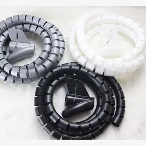 42mm Factory price Spiral Cable binding Pe wire winding tube black bobbin plastic spiral covered wire end belt cable tidy kits