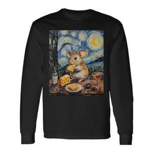Camiseta de manga larga con estampado de noche estrellada estilo Van Gogh de Cute Mouse Rat - Product Image 1
