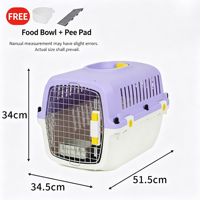 Cage de transport pour animaux de compagnie en plastique simple, respirante et détachable avec cadre en fer, boîte de transport aérien pour petits chats, plateau en plastique inclus