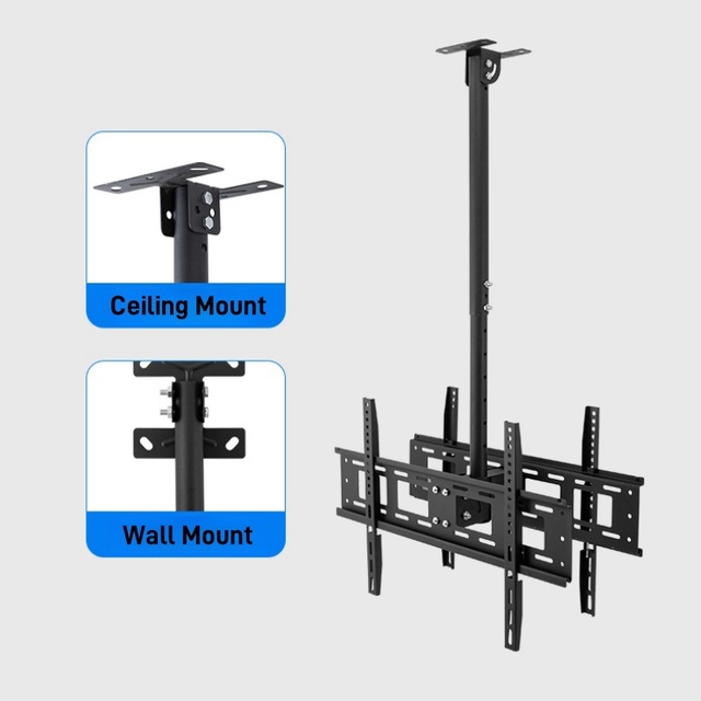 Dual Screen Ceiling TV Mount Back to Back, 50kg Load for 32-55 Inch, VESA 100x100-450x420mm, Height Adjustable 950-1200mm