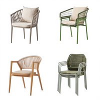 Chaise de jardin moderne pour l'extérieur, chaise en aluminium imperméable en rotin tressé vert pour l'extérieur, patio