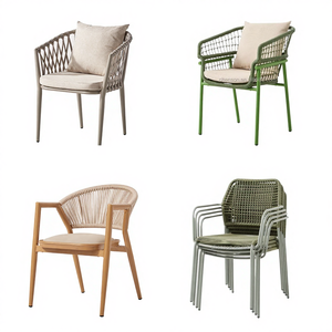 Silla de Jardín Moderna para Exteriores, Silla de Mimbre de Ratán Impermeable de Aluminio Verde para Patio Exterior - Product Image 1