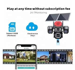 Cámara Solar WiFi con Seguimiento Automático Humano, Pantalla Dividida en 4, Alarma con Bocina, Luz Intermitente Roja y Azul, Impermeable, Hieasy Villa Surve - Product Image 1