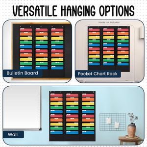 Organizador de Pared con 30 Bolsillos para Archivos, 42 x 47 Pulgadas, Negro, para Oficina o Escuela - Product Image 5