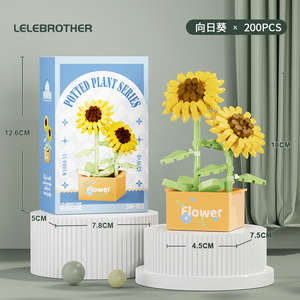 Yapay çiçek yapı taşları oyuncak saksılar çiçekler yapı taşları oyuncak süsler - Product Image 6