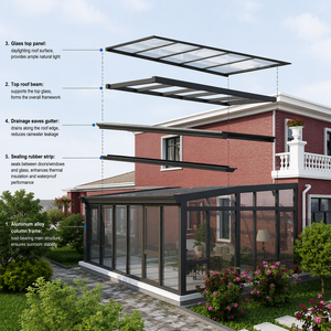 Véranda préfabriquée en aluminium et verre pour jardin, hôtel, usage commercial, double vitrage, étanche, coupe-vent, utilisable toute l'année - Product Image 1