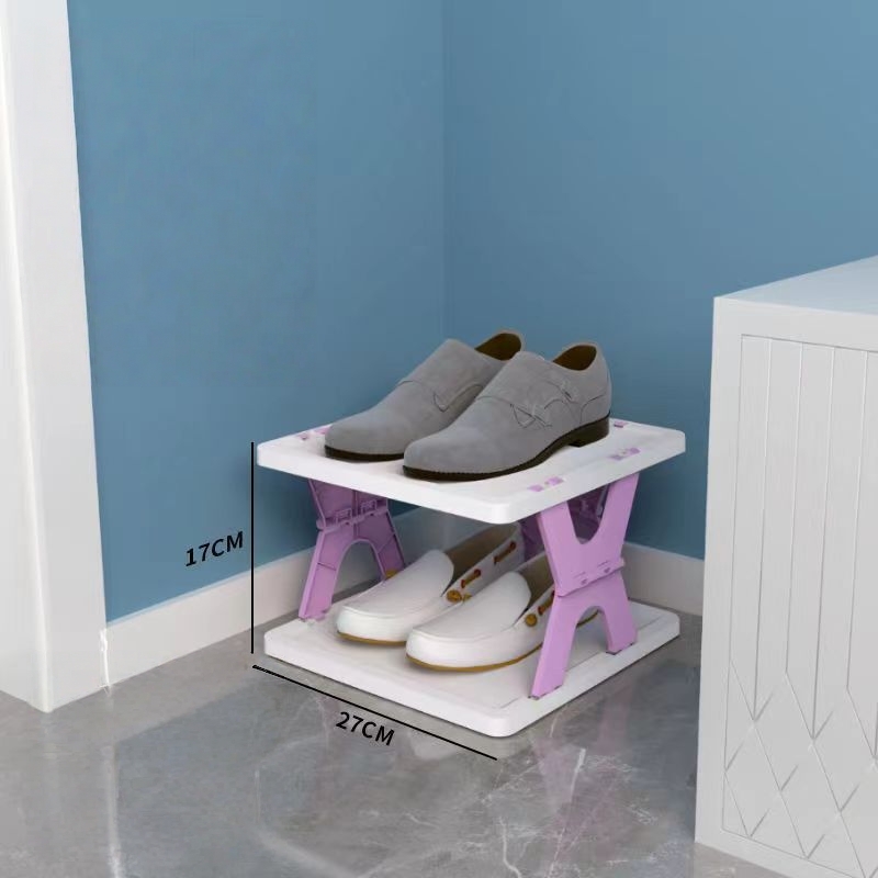 Installation-free folding shoe rack-x-shape purple-2 tiers