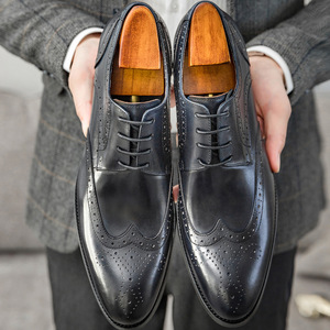 Chaussures habillées en cuir véritable, chaussures Oxford respirantes à bout rond pour les trajets quotidiens - Product Image 6