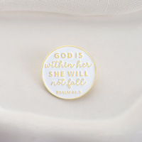 Épingles en métal de Dieu Lettre Dieu est en elle, elle ne tombera pas Épinglette en émail doux Badge Épinglette pour amis