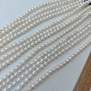 Cao Ánh 5-6Mm Vòng Trắng Zhuji Nước Ngọt Đầy Đủ Khoan Bán Hoàn Thành Sợi Ngọc Trai Cho Đồ Trang Sức Làm - Product Image 1