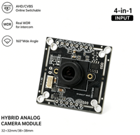Module de caméra CMOS 2MP 1080P grand angle 160° avec objectif tout verre, commutable AHD/CVBS, vision nocturne WDR, IR-Cut, IR-LED pour vidéophone