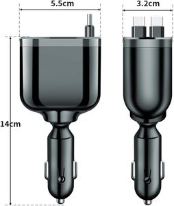 ที่ชาร์จในรถยนต์แบบพับเก็บได้ 5 in 1 กำลังไฟ 120w ชาร์จเร็ว พร้อมอะแดปเตอร์แบบพกพา Type C ที่ชาร์จในรถยนต์ 4 in 1 พร้อมสายชาร์จ - Product Image 1