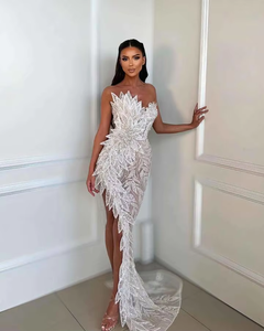 Vestido de Fiesta Elegante Antiestático de Satén con Estampado Digital Vintage, con Encaje, Cristales, Flores y Perlas - Product Image 6