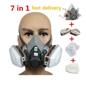 Silikon rehalf yarım yüz maskesi endüstriyel çift filtreler boyama gaz maskesi