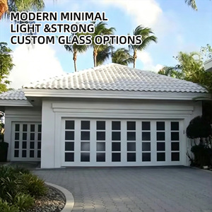 Porte de garage en aluminium et verre à vue complète, insonorisée, à fonctionnement fluide et durable, finition moderne, 8x8, pour villa de luxe - Vente chaude en gros - Product Image 2