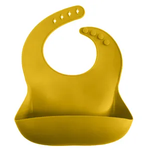 Bavoir d'alimentation pour bébé en silicone écologique sans BPA, imperméable et facile à nettoyer