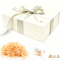 Ensemble de boîtes cadeaux pliables à fermeture magnétique, boîte pliable avec rembourrage en papier déchiqueté, carte de vœux, ruban en satin pour l'emballage de cadeaux