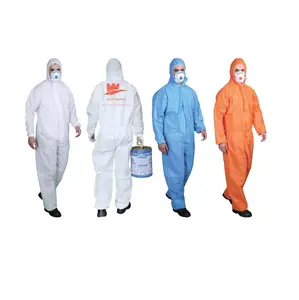 White blue Color Breathable Lightweight Non Woven SMS coveralls Disposable Sms working clothes overall for spray paint