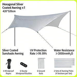 Auvent extérieur haute performance anti-UV et anti-chaleur avec revêtement argenté avancé - Product Image 2