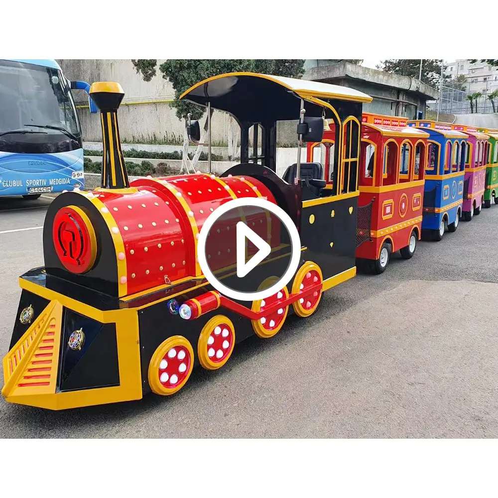 China fábrica do parque de diversões compras centro de compras pequeno de fibra de vidro material turista usado trem sem rastros para venda