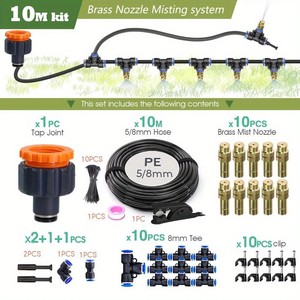 Sistema de nebulización con boquillas de latón Xiuning Horticulture, kit de 20 m con manguera de 5/8 mm y 20 boquillas para enfriamiento y humidificación - Product Image 3