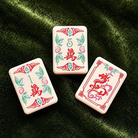 Jeu de Mahjong Premium en Opale Rose avec Illustrations Paon et Dragon, Version Américaine Professionnelle, 160 Tuiles, Jeu Standard