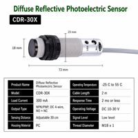Capteur photoélectrique à réflexion diffuse M18 CDR-30X CDR-10X, interrupteur infrarouge avec support de montage pour l'automatisation industrielle
