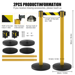 Barrières de sécurité routière pour piétons de haute qualité, événements, 2 m, barrières de contrôle de foule pour concerts, barrières de file d'attente, poteaux de corde, poteaux de séparation - Product Image 2