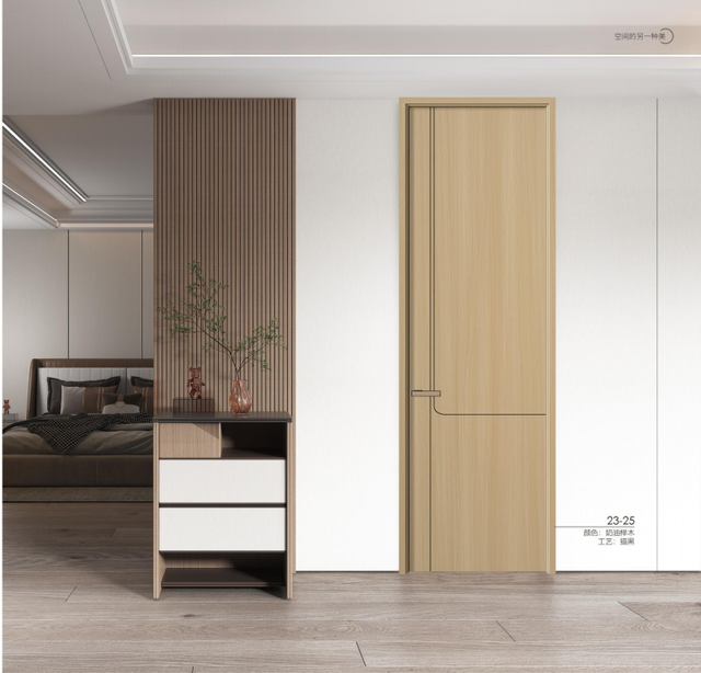 Wpc Aluminum Wooden Door Waterproof Insect Ant Minimalist Design for Kitchen Warehouse School Home Decoration