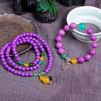 Bracelet artisanal sud-africain Shujia en gros, collier en cristal violet de quartzite et de jade