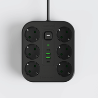 Regleta de Enchufes Pheiyon con 6 Tomas Schuko, 2 Puertos USB, 2 Puertos USB-C, Interruptor Principal, Protección Contra Sobretensiones de 175J, Tipo F CEE 7-3, Multidispositivo