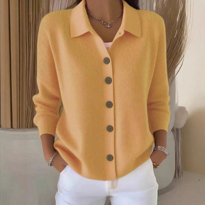 Cardigan en tricot pour femme, couleur unie, boutonné sur le devant, manches longues, pull-over, manteau, automne-hiver, vêtements décontractés, SMLXLXXL3XL - Product Image 2