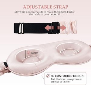 Masque de sommeil 3D profilé en soie de mûrier 100% occultant la lumière 22 Momme Grade 6A Soie OEM Personnalisé MOQ 100 pièces - Product Image 5