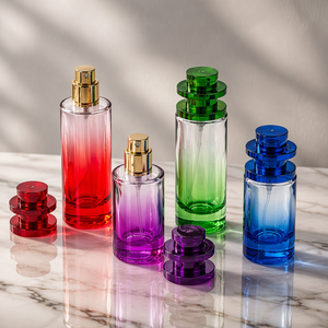 Impresión de Logotipo Personalizado, Botella de Perfume de Vidrio Colorida Roja y Azul, 20 ml, 30 ml, Forma Cilíndrica, Botellas de Perfume Vacías al por Mayor - Product Image 1
