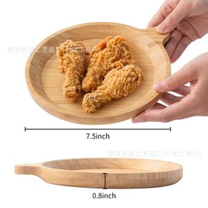 Bamboo Wooden Serving <b>Tray</b> With Handle Round For <b>Snacks</b> Fruits Cheese Parties - Product Image 4