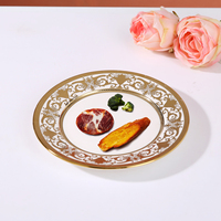 Assiettes en céramique et porcelaine avec bordure dorée, écologiques, style nordique européen, élégantes, pour mariage