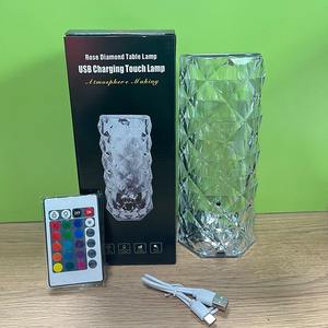 Modern masa kapalı gül 16 renk değiştirme Rgb dekoratif dokunmatik kontrol şarj edilebilir USB Led kristal gece işıkları masa lambası - Product Image 6
