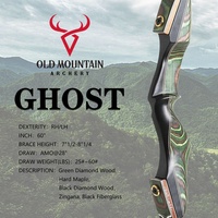 Arc recurve Old Mountain 2024, nouveau modèle pour gaucher, 60 pouces, avec risers en bois Ghost, démontable