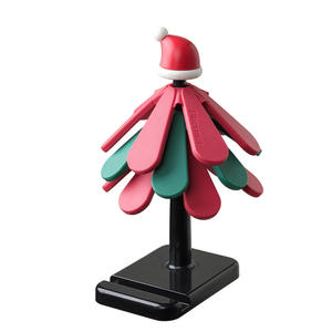 Juego de posavasos de silicona con diseño de árbol de Navidad Piacemar, resistentes al calor, para almacenamiento en mesa con base - Product Image 2