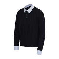 Pull d'hiver unisexe haut de gamme pour hommes 100% coton Simple couleur unie lâche revers deux pièces tricoté tissage motif rue